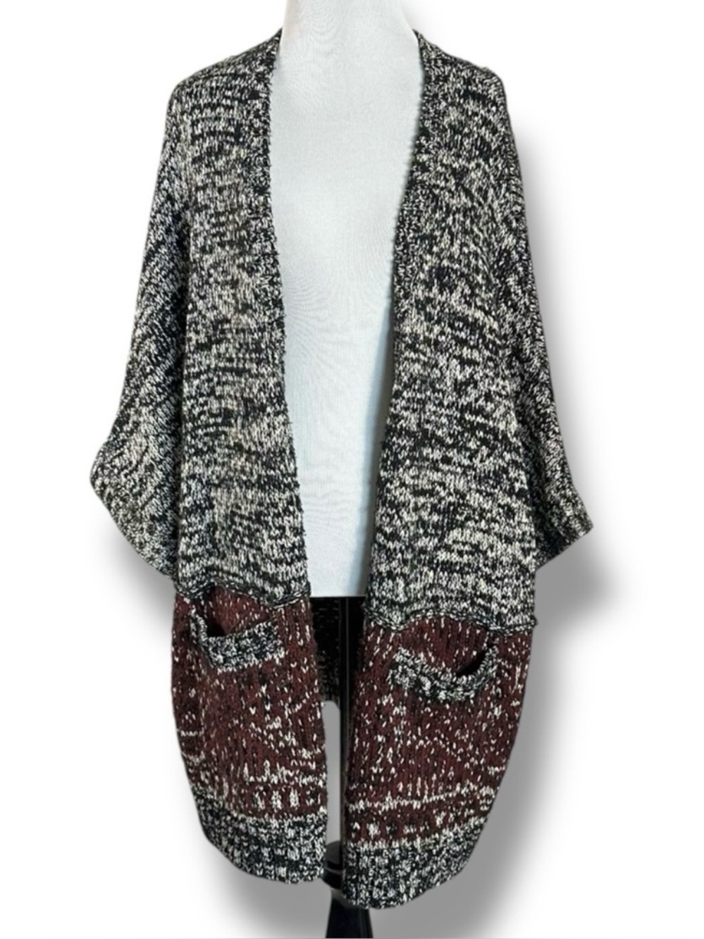 Zara Knit Bohemian Chunky Oversized Kimono Cardigan Sweater Half Sleeves Medium